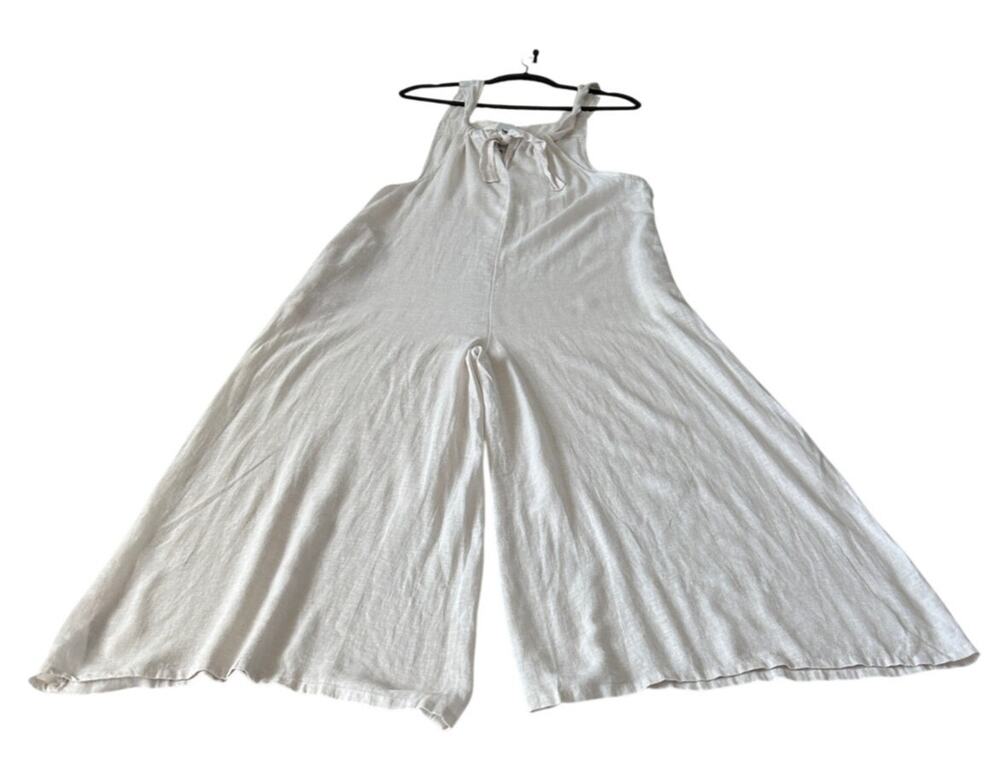 Haute Hippie Women's Linen Blend Jumpsuit Sz M Beige Wide Leg Boho Beach NWT